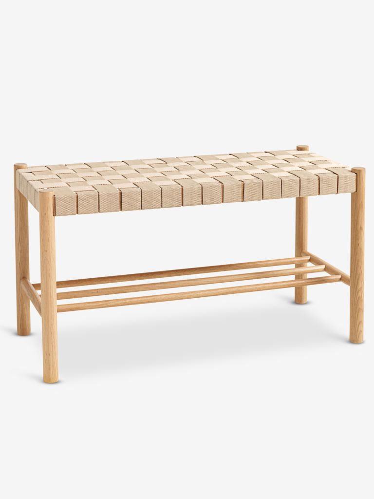 Bench VADEHAVET with shelf oak/natural