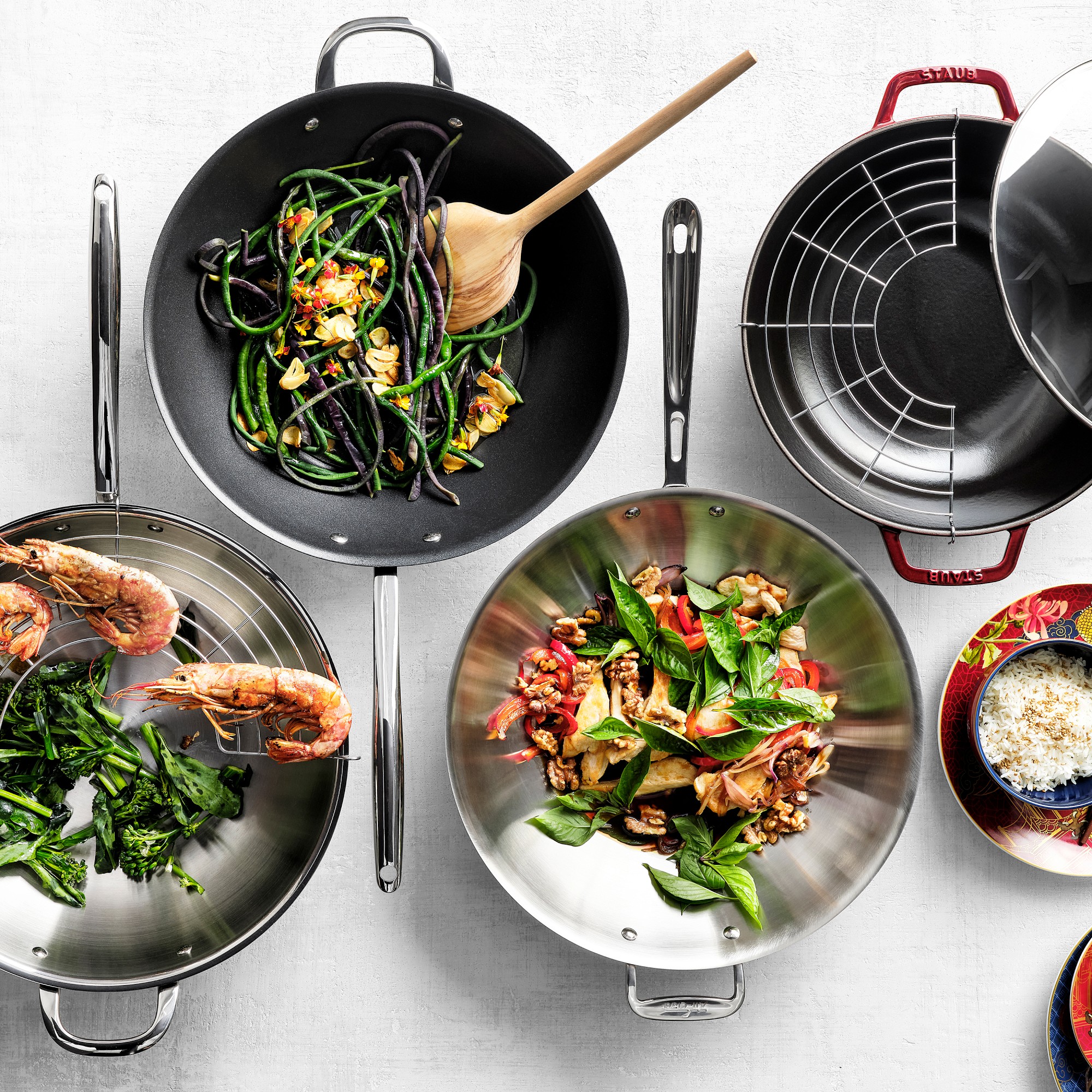 Williams Sonoma Signature Thermo-Clad™ Nonstick Open Wok with Helper Handle, 14