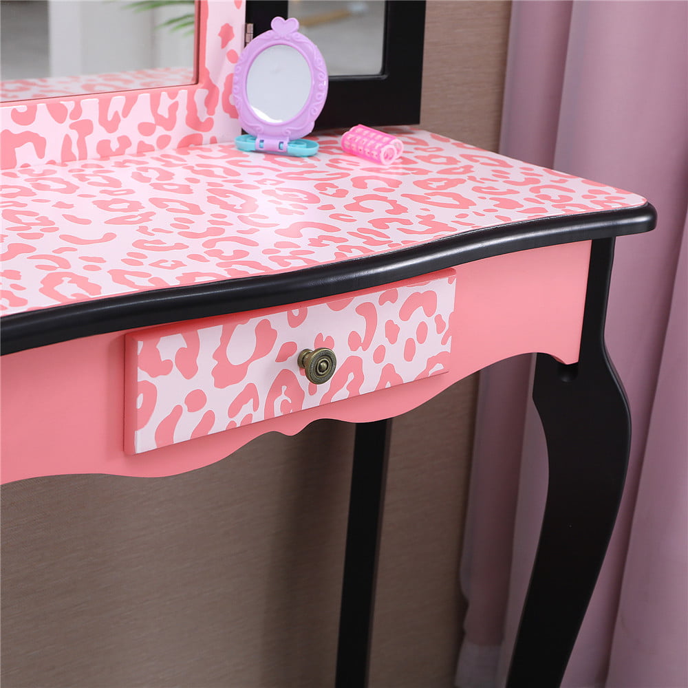 Lowest Prices - Ktaxon Kids Vanity Table and Stool Set with 3 Mirrors, Pretend Play Princess Makeup Dressing Table,Children's Furniture