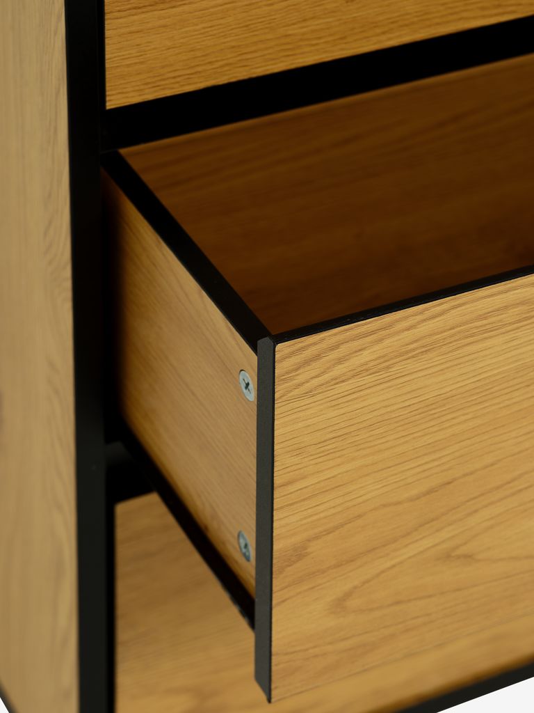 3 drawer chest ODENSE oak colour/black