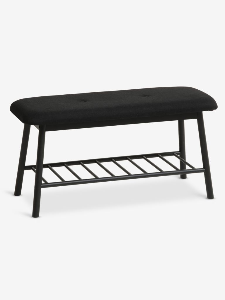 Bench VANDSTED with shelf black fabric/black
