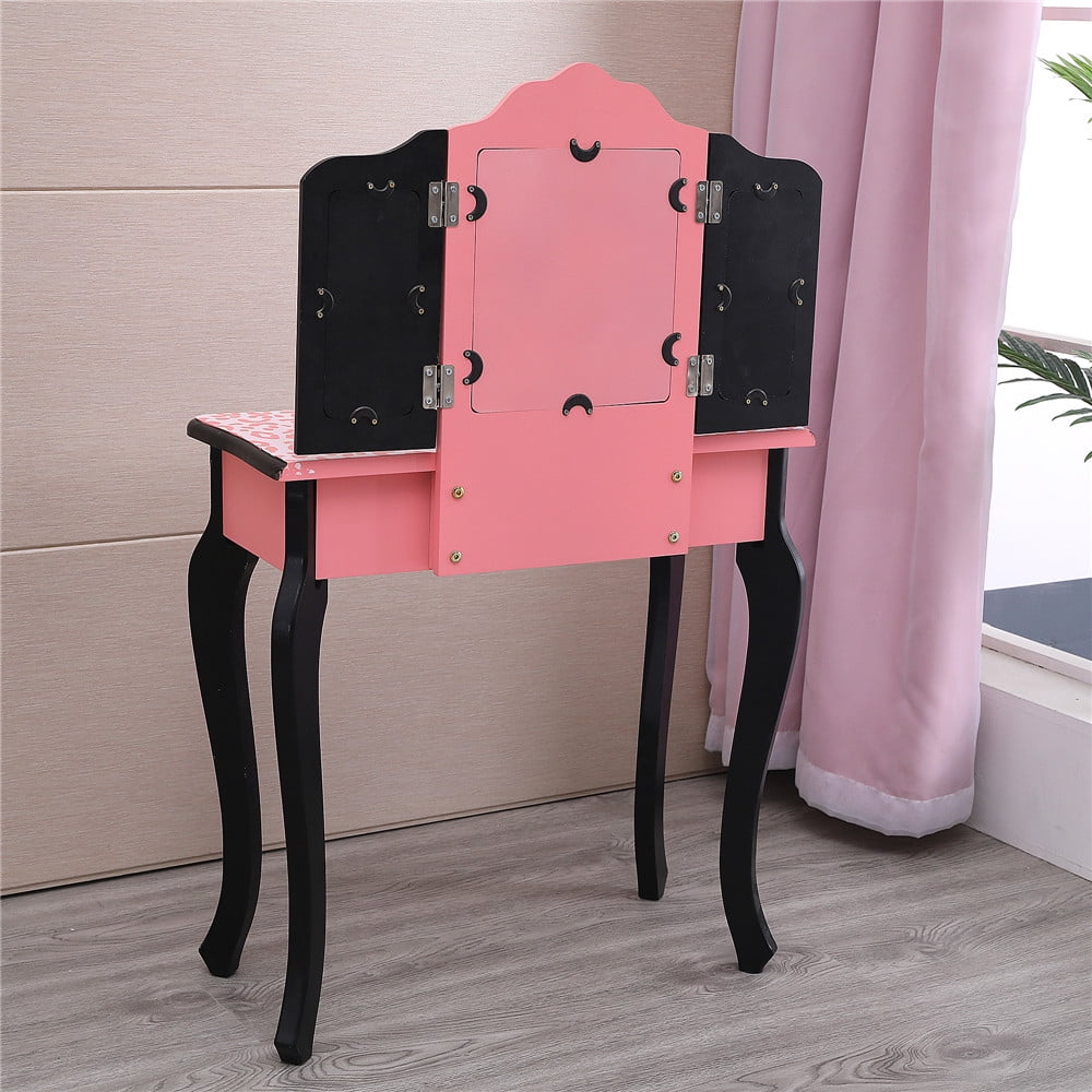 Lowest Prices - Ktaxon Kids Vanity Table and Stool Set with 3 Mirrors, Pretend Play Princess Makeup Dressing Table,Children's Furniture