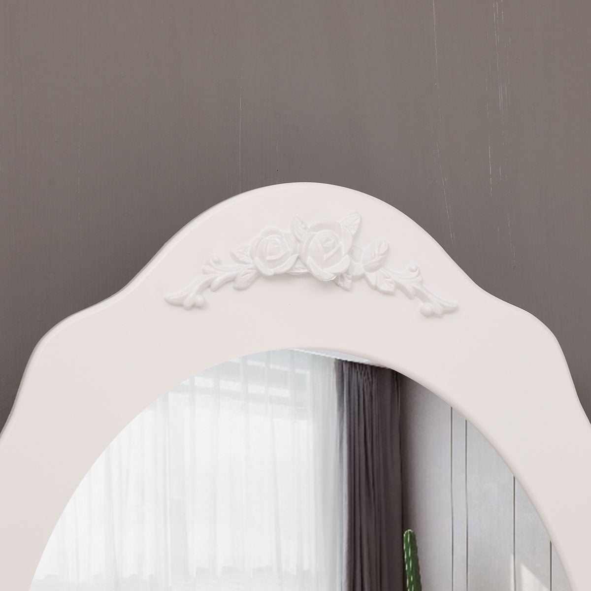 Lowest Prices - Ktaxon Elegance White Dressing Table Vanity Table and Stool Set Wood Makeup Desk with 4 Drawers & Mirror