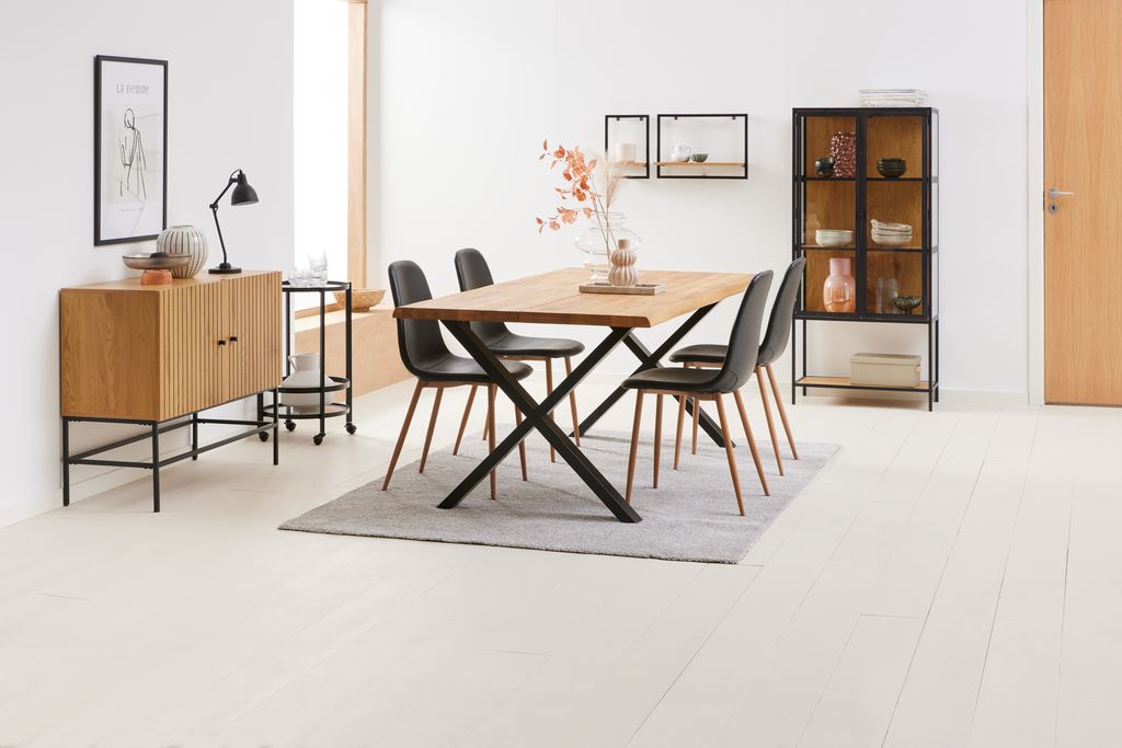 Wall shelf TRAPPEDAL pack of 2 oak colour/black