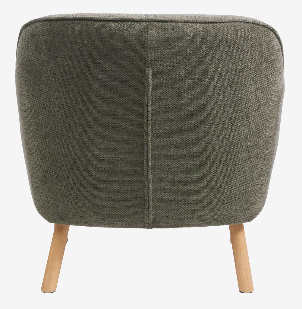 Armchair BREDAL olive green fabric/oak colour