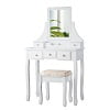 Lowest Prices - Gymax Vanity Set Makeup Dressing Table & Stool w/5 Drawers White