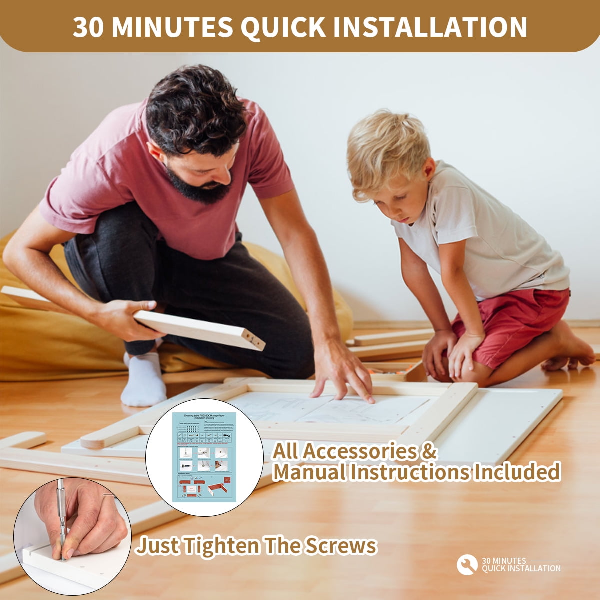 Lowest Prices - Modern Vanity Table Makeup Desk, 2 Drawers and 4 Shelves for Bedroom White(Without Stool and LED)