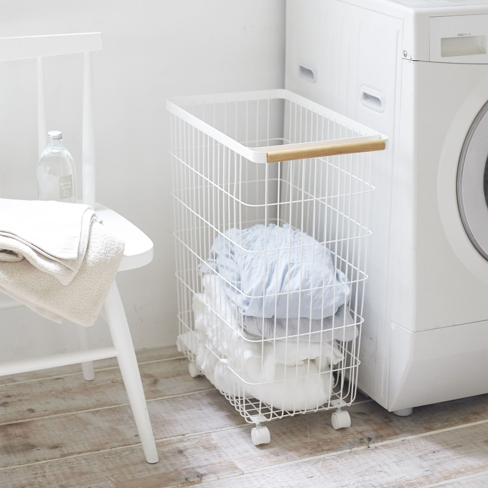 Yamazaki Home Tosca Rolling Wire Laundry Basket