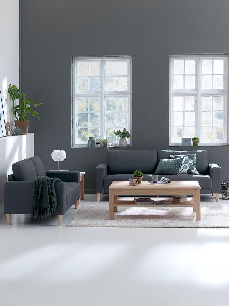 Sofa EGENSE 2 seater dark grey fabric