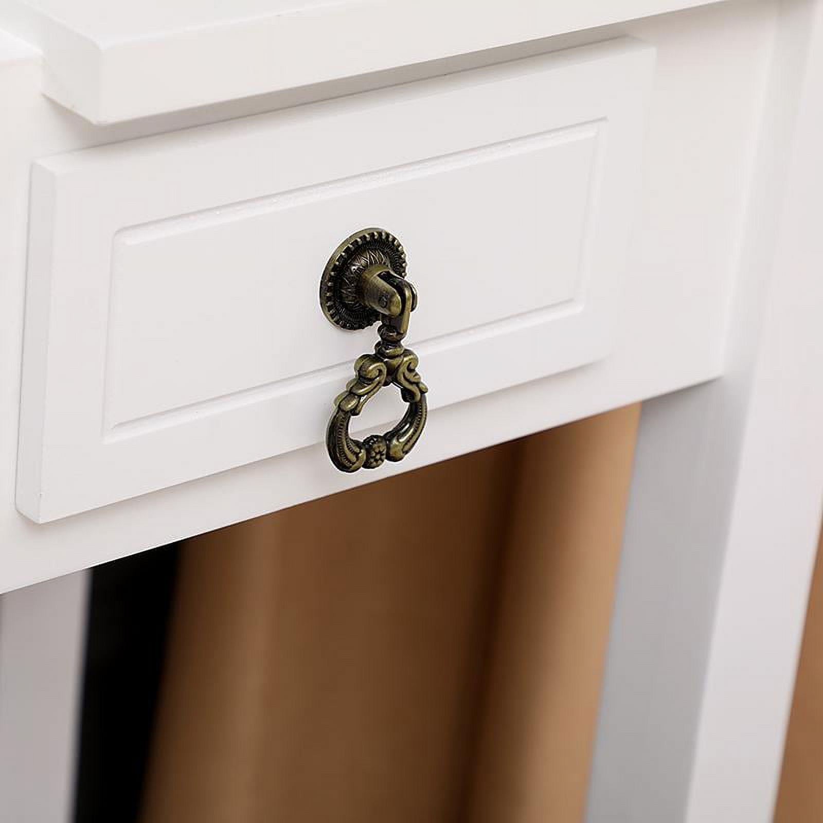 Lowest Prices - Ktaxon Dressing Table Vanity Set Makeup Table with Flip-top Mirror,Cushioned Stool and 2 drawers,White