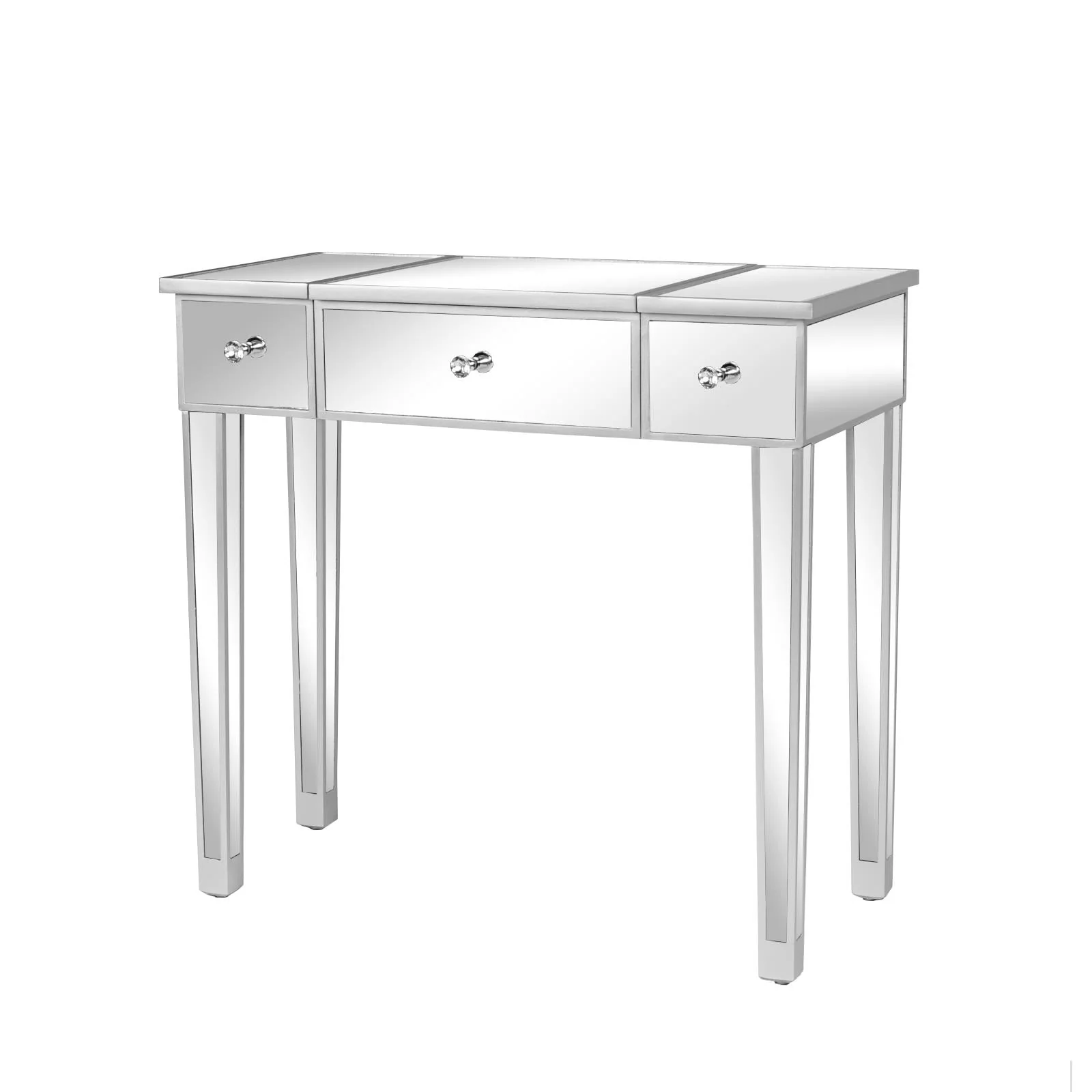 Lowest Prices - Zimtown Vanity Table Makeup Dressing Table Wood Jewelry Desk with Flip-top Mirror 3 drawers(Stool is NOt INCLUDED),Silver