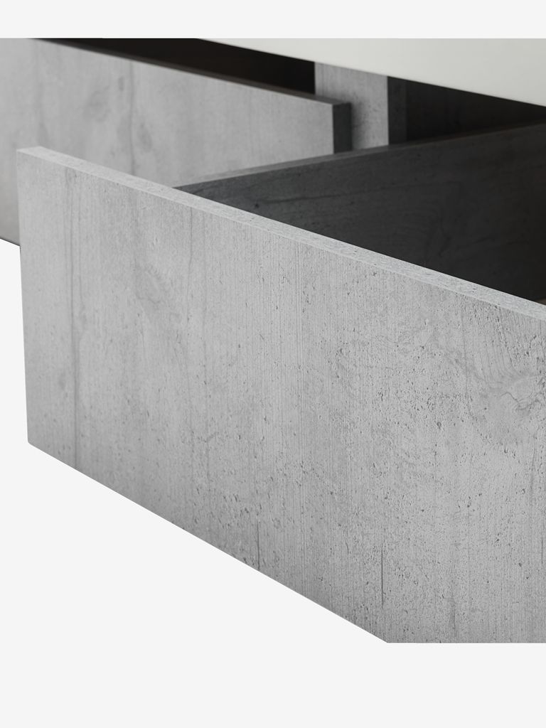 Bed w/storage BILLUND Single white/concrete