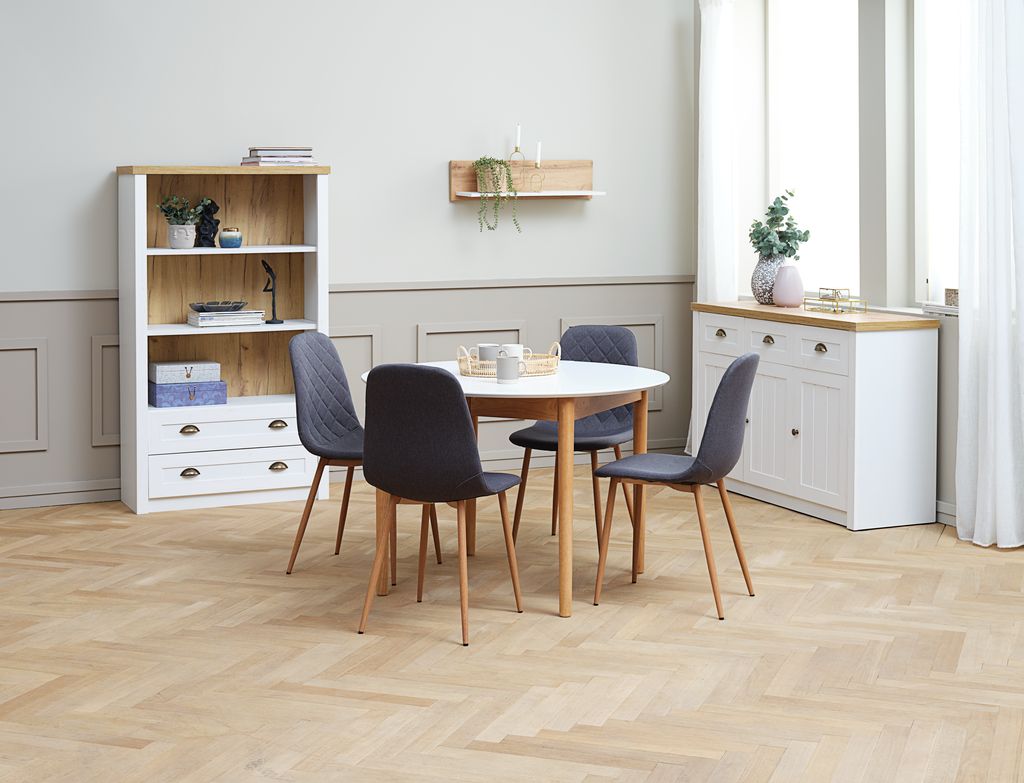 Sideboard MARKSKEL 3 doors white/oak