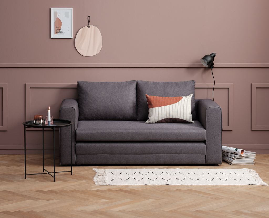 Sofa bed SKILLEBEKK dark grey fabric