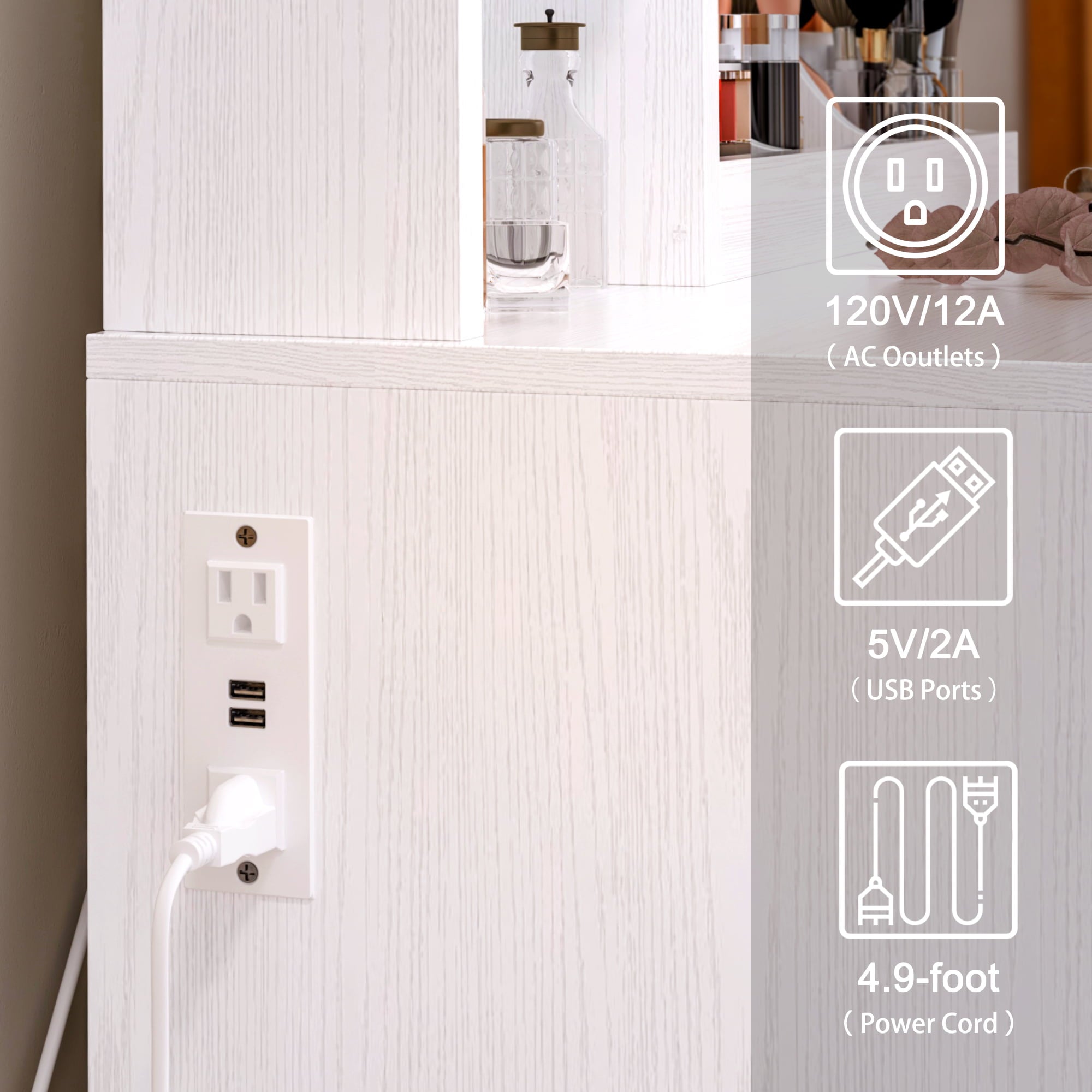 Lowest Prices - IRONCK Vanity Desk with LED Lighted Mirror & Power Outlet, Makeup Table with Drawers & Cabinet,Storage Stool,for Bedroom, White