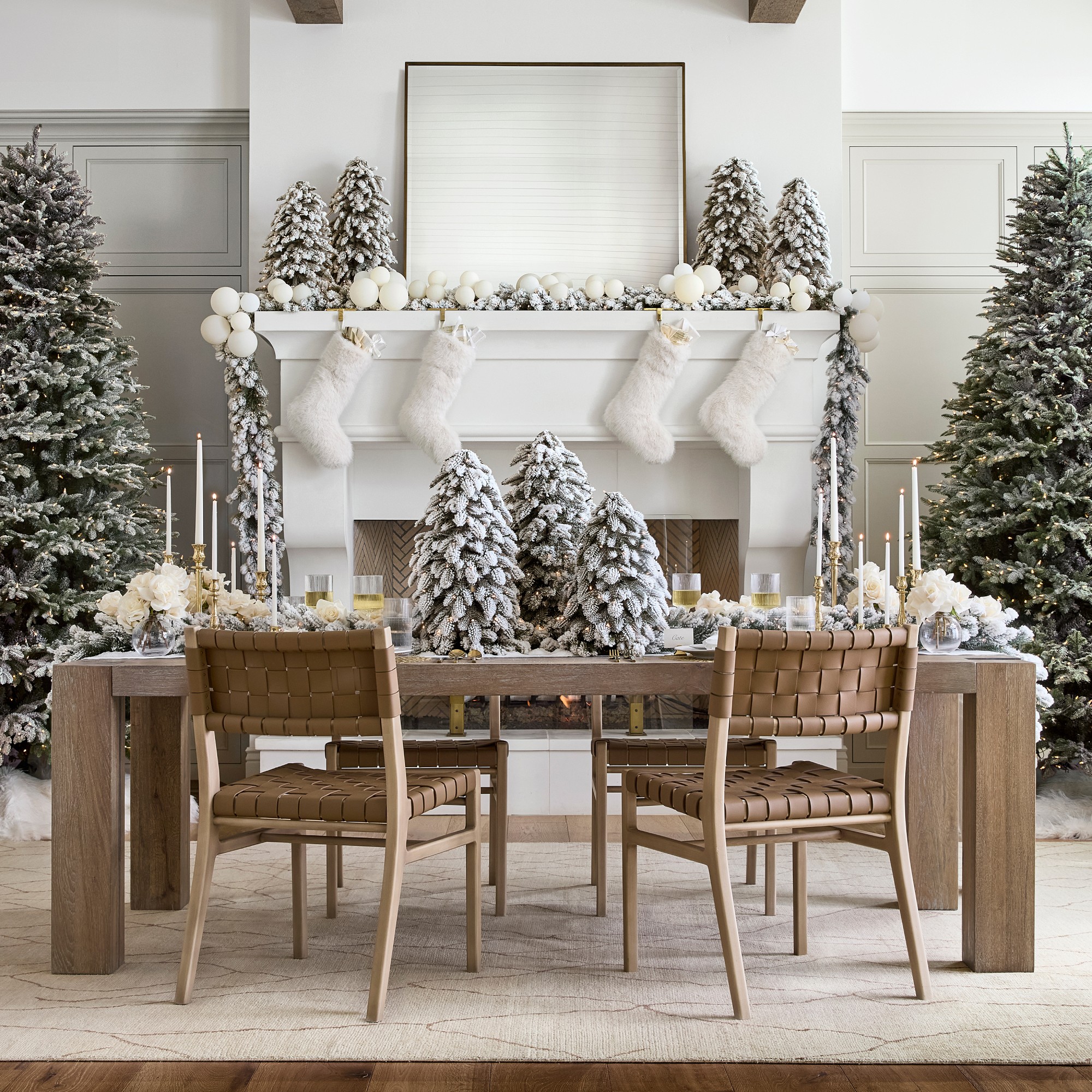 Jeff Leatham x Williams Sonoma Winter White Faux Tabletop Tree with Twinkle Lights