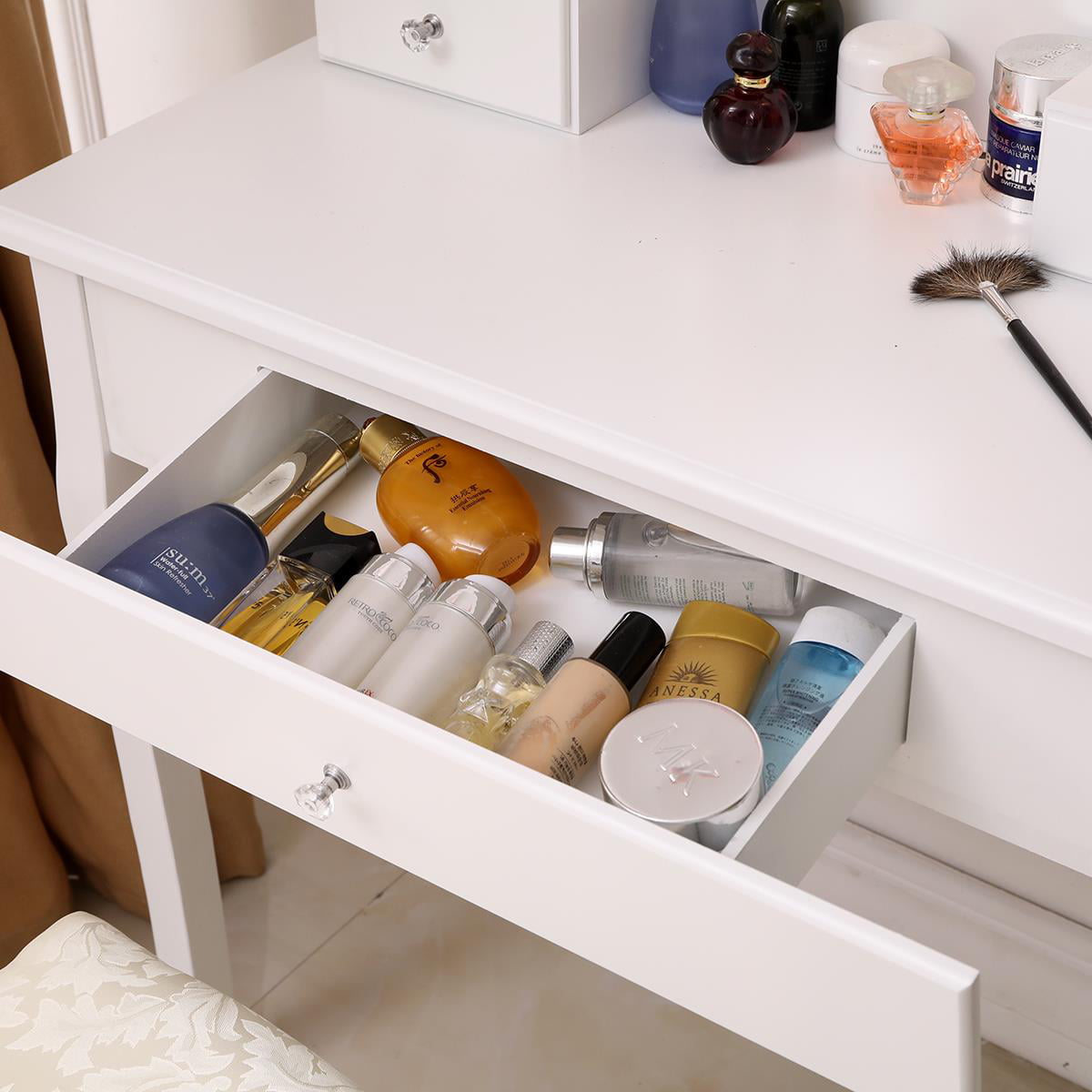 Lowest Prices - Ktaxon Makeup Vanity Table Set Mirror with LED Lights Dressing Table and Stool Set,Bedroom Vanities Tables with Benches