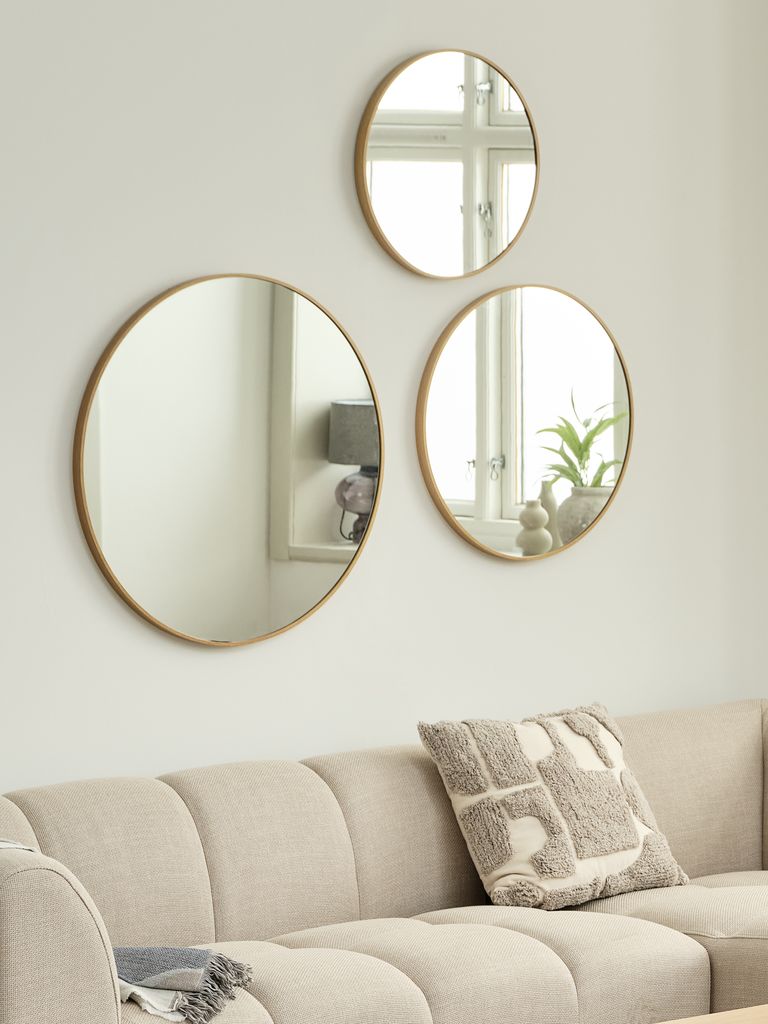 Mirror SANDAGER pack of 3 oak colour