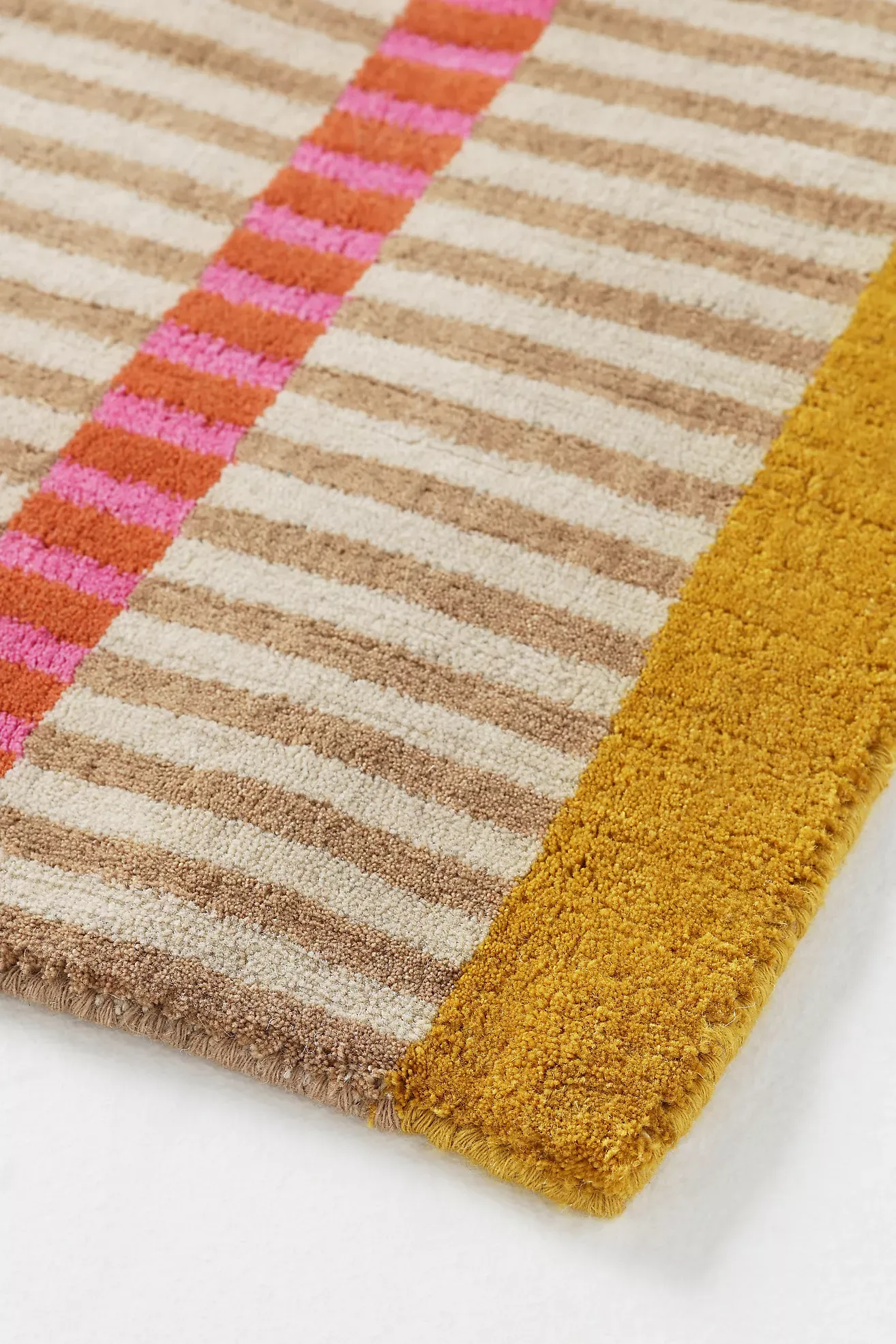 Hand-Loomed Wool & Jute Blend Geometric Striped Rug