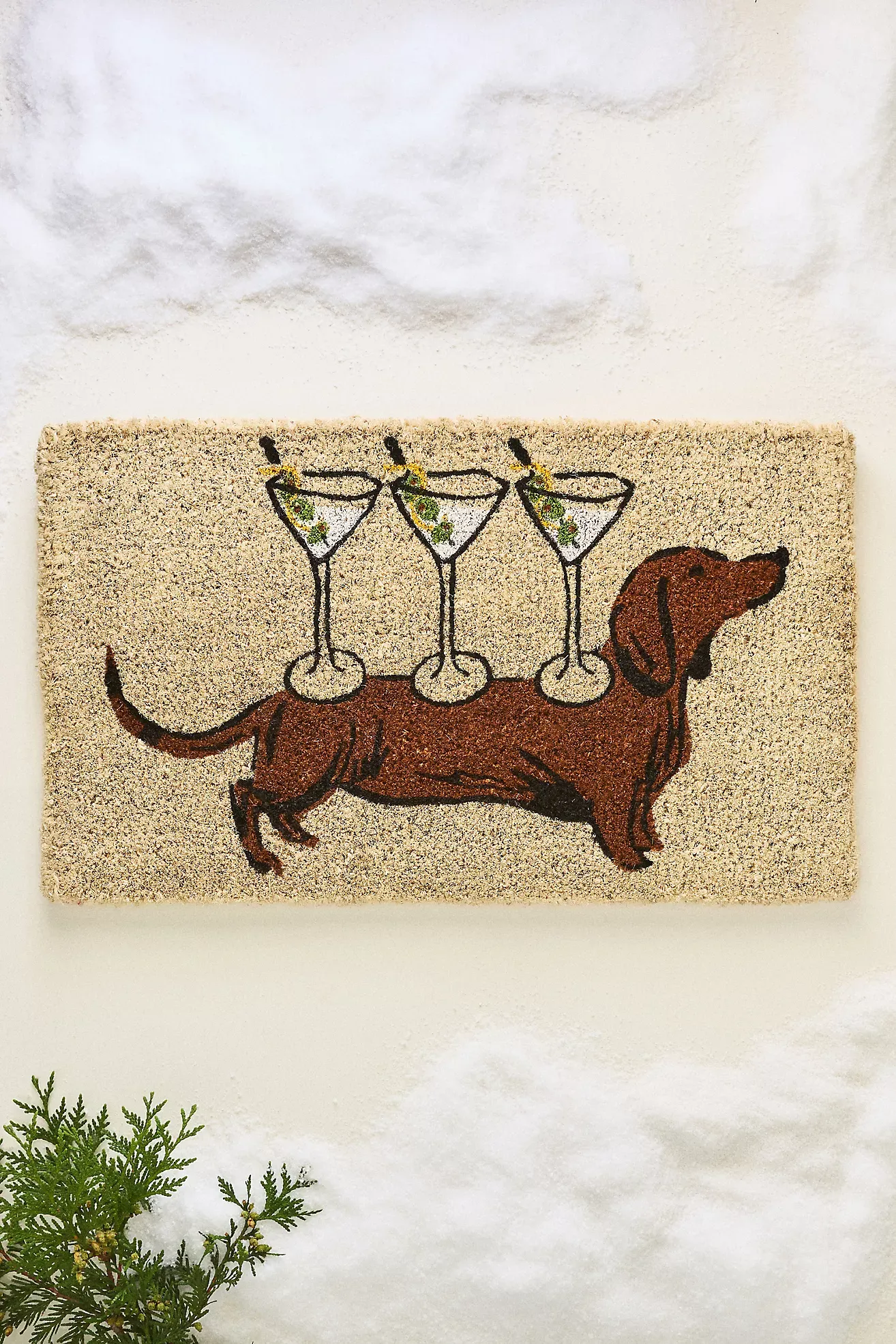 Martini Dachshund Printed Coir Doormat