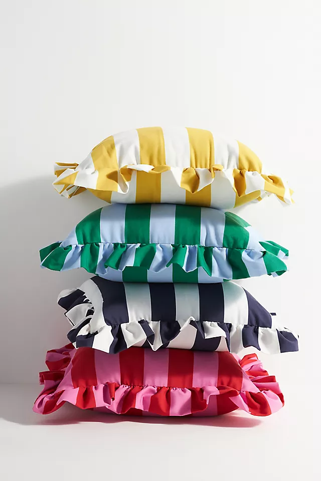 Maeve by Anthropologie Striped Ruffle Indoor/Outdoor Pillow