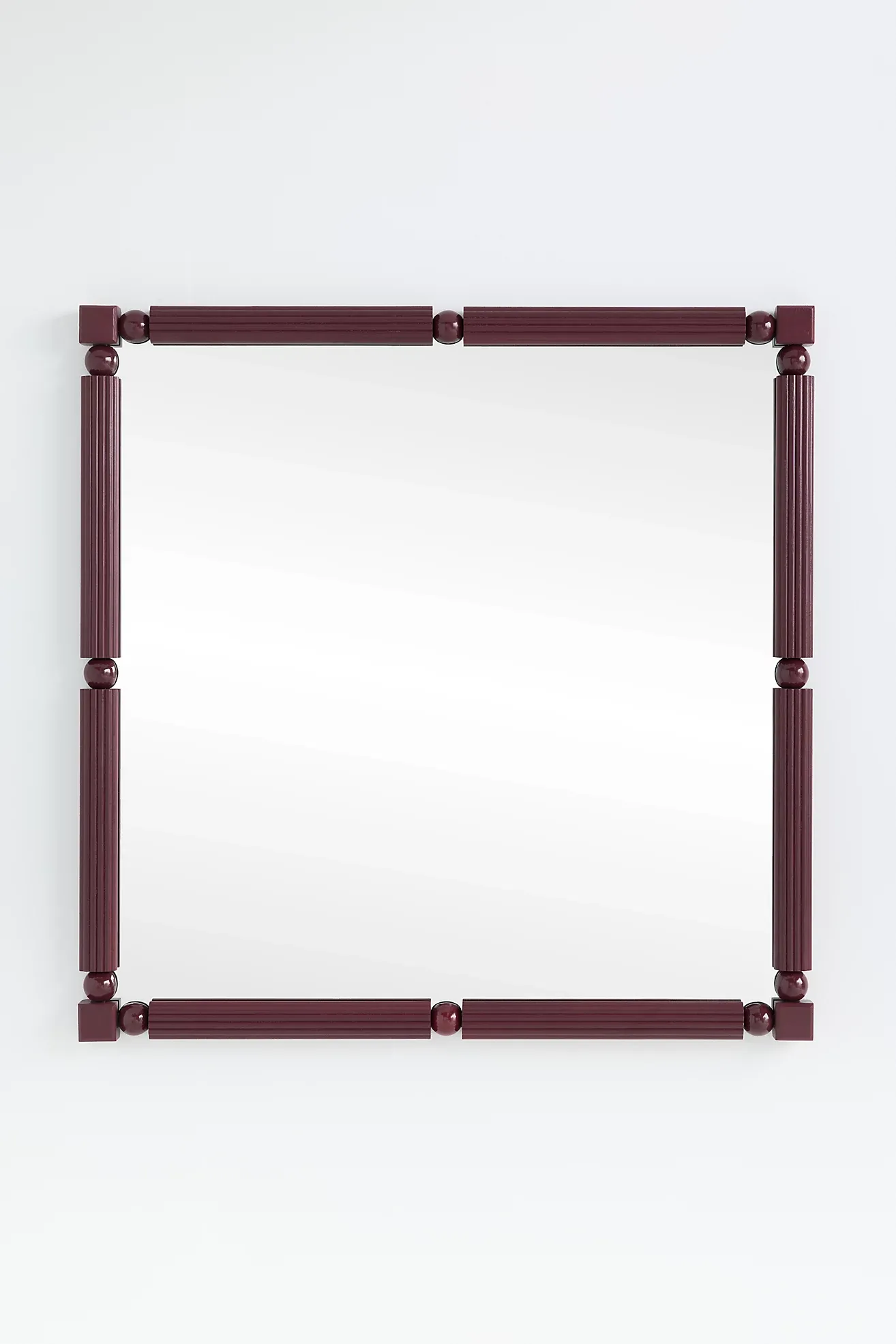 Benedicta Wood Bead Large Square Wall Mirror