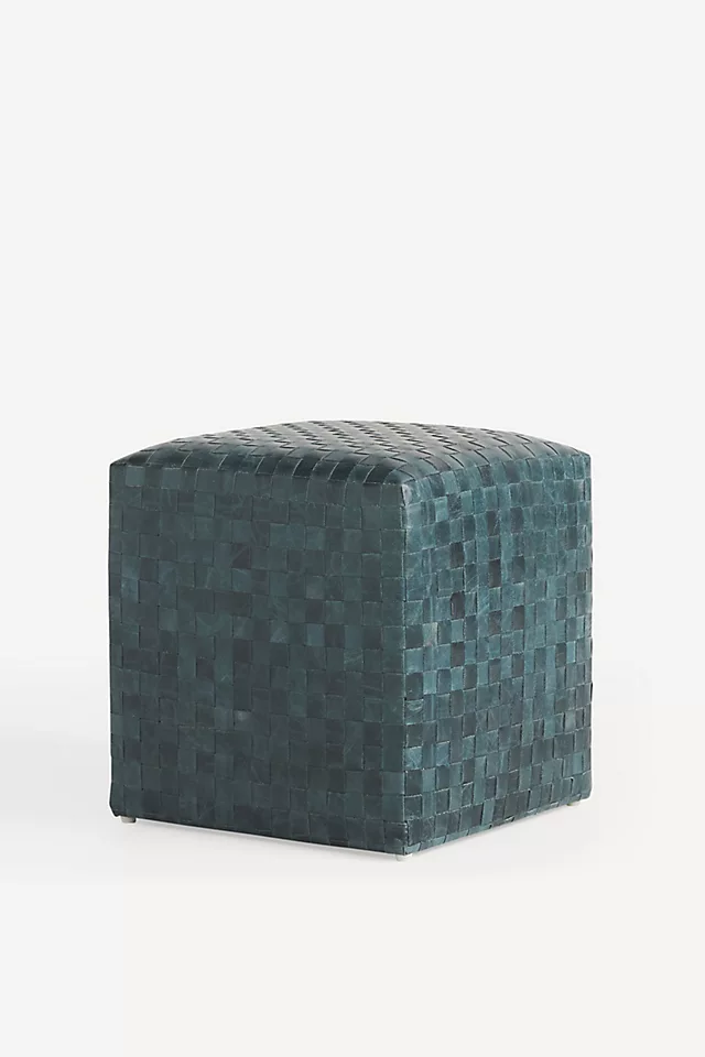 Cove Woven Leather Ottoman