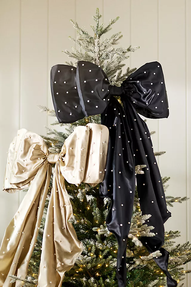 Pearled Satin Bow Tree Topper