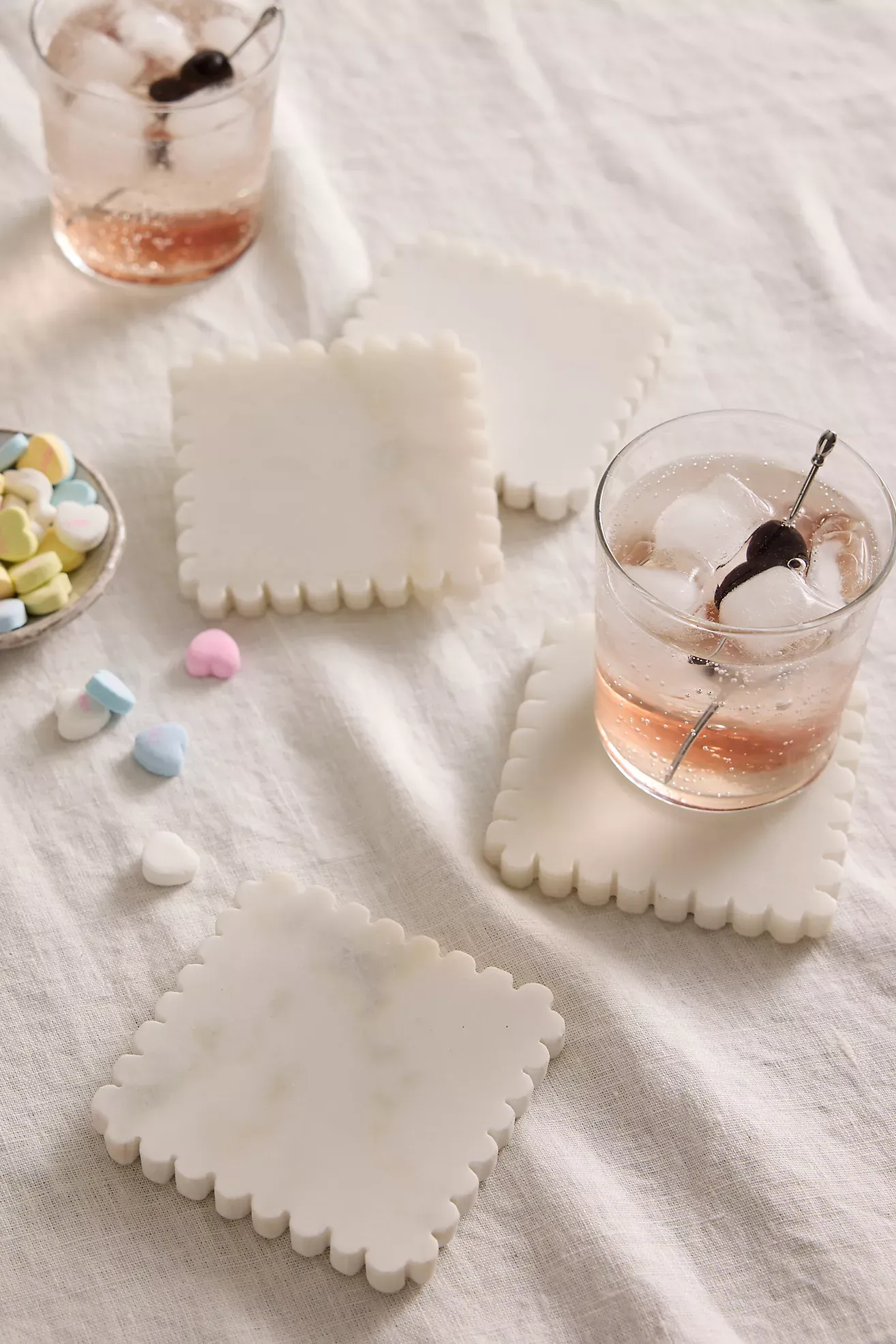 Scalloped Marble Coasters, Set of 4