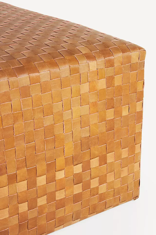 Cove Woven Leather Ottoman