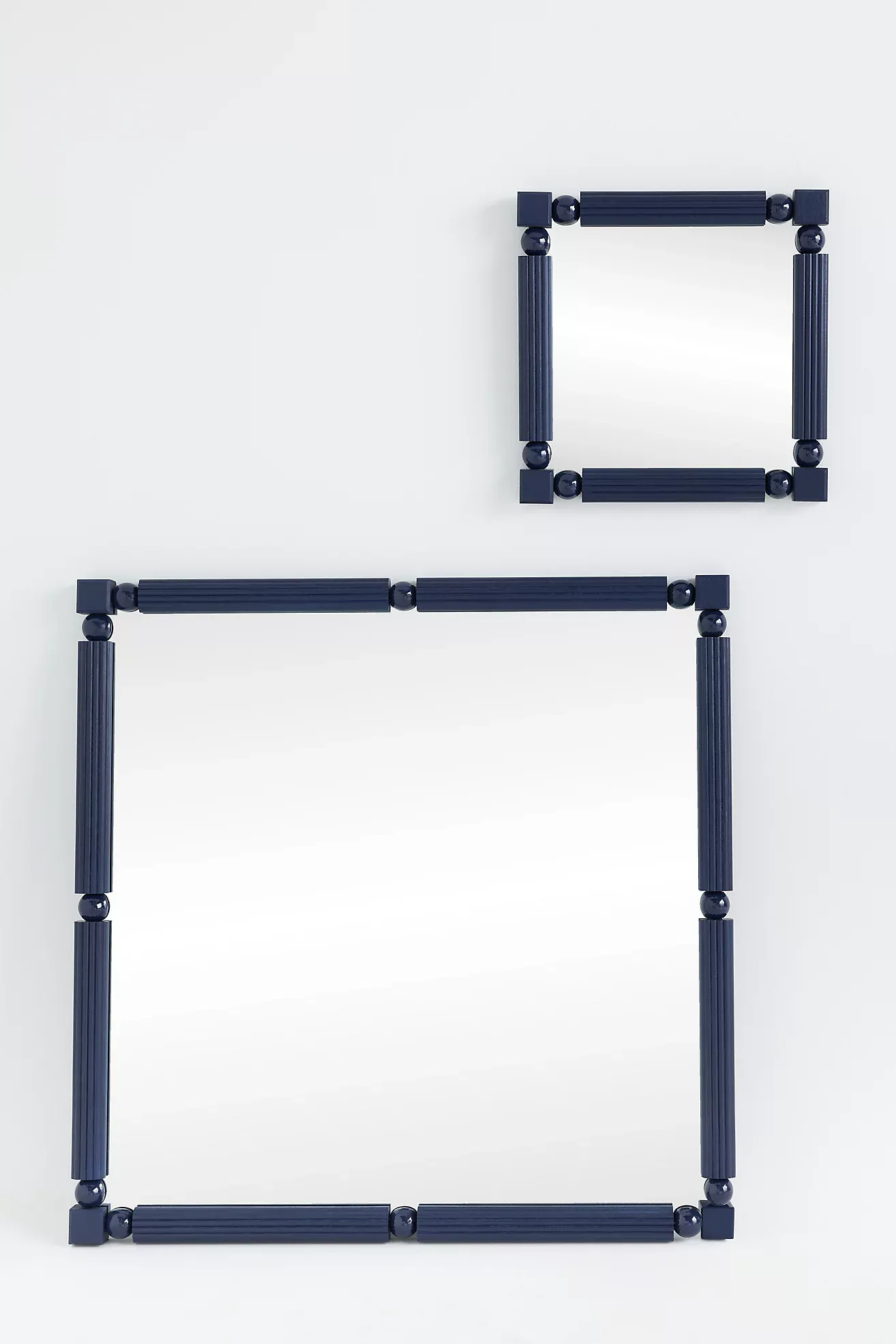 Benedicta Wood Bead Large Square Wall Mirror