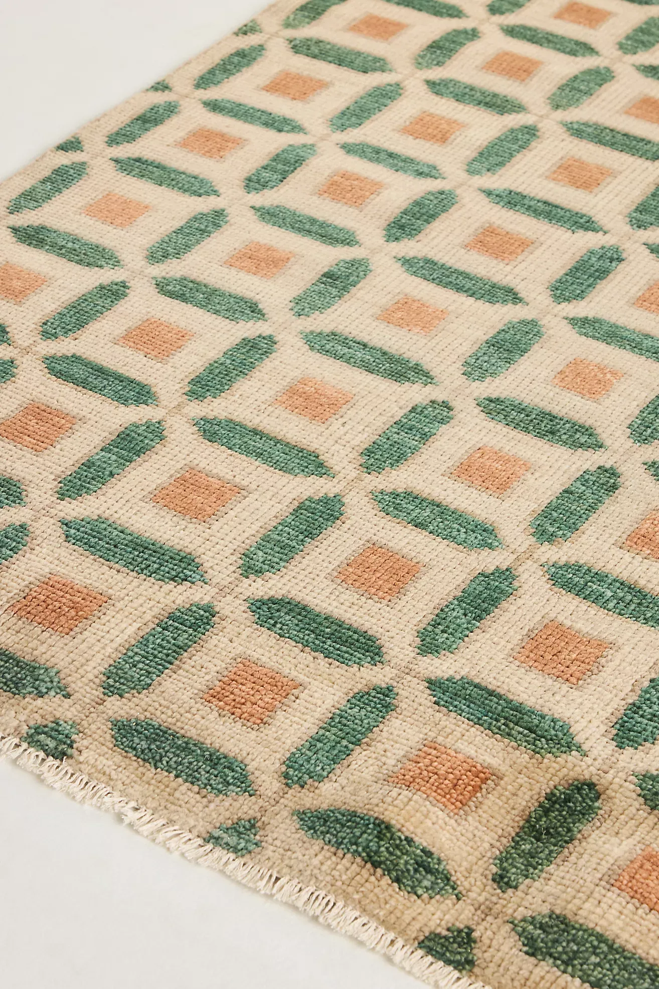 Hand-Knotted Geometric Wool Rug