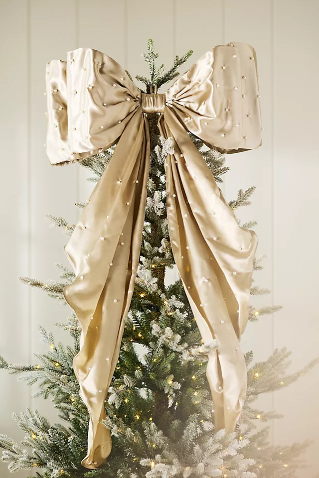 Pearled Satin Bow Tree Topper