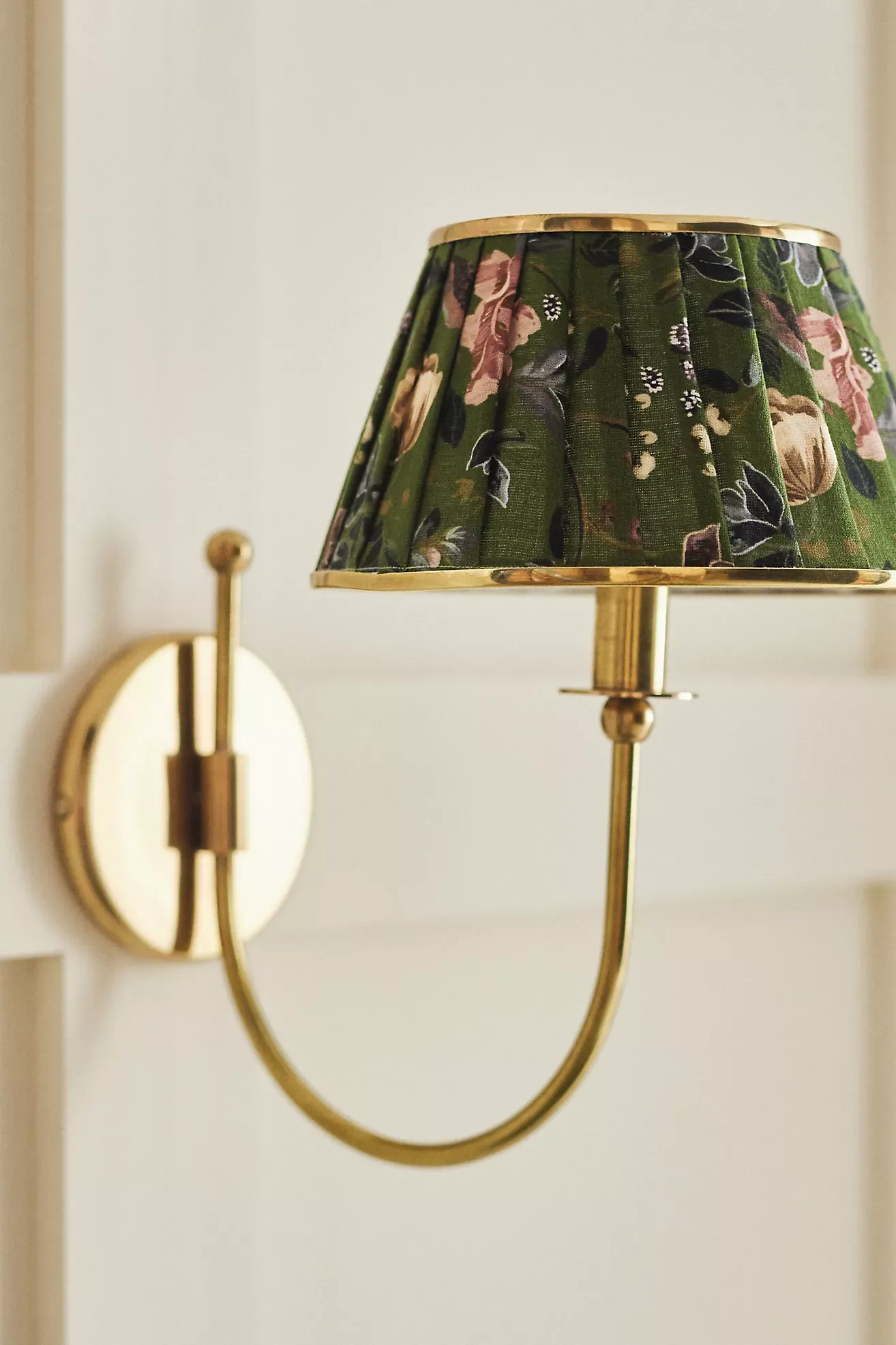 Lee Brass Fabric Shade Sconce Wall Light