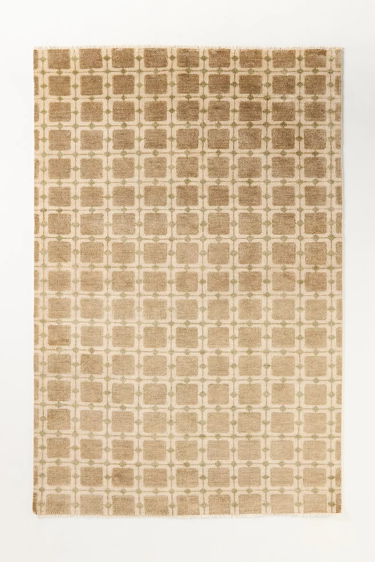 Hand-Knotted Geometric Wool Rug