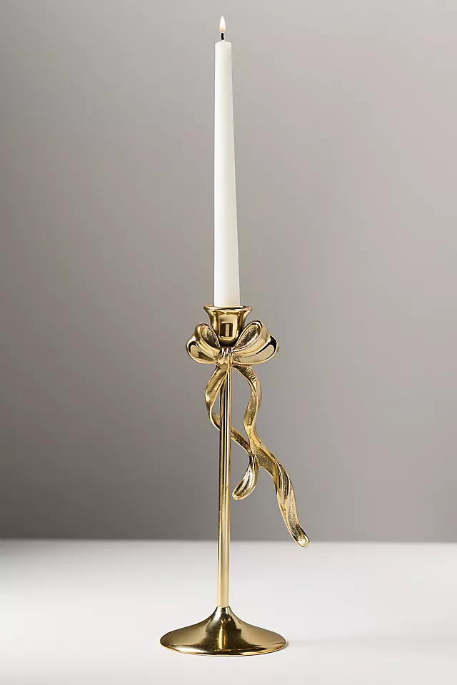 Gold Bow Metal Candleholder