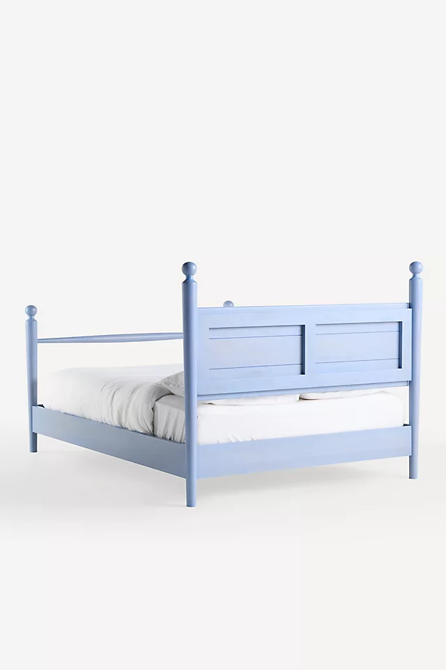 Roma Four-Poster Oak Wood Bed