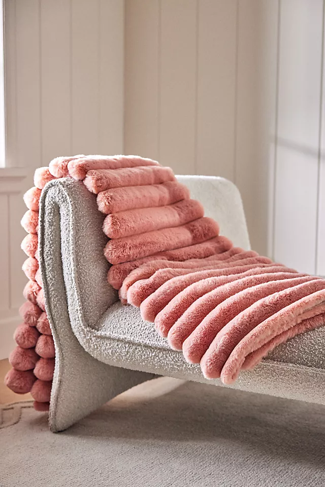 Tipped Puffer Faux-Fur Throw Blanket