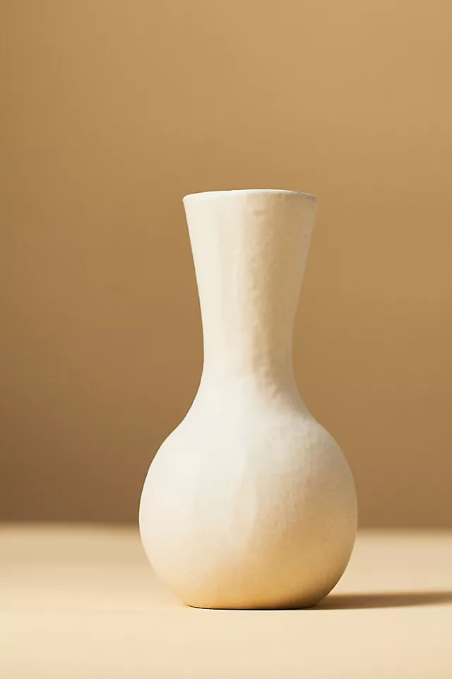 Sculptural Off-White Matte Metal Bud Vase