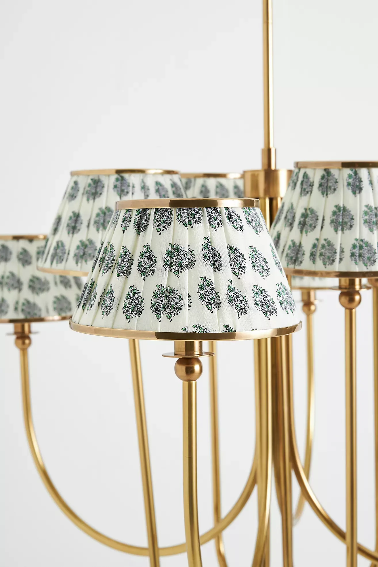 Lee Ruched Printed Shade Brass Chandelier