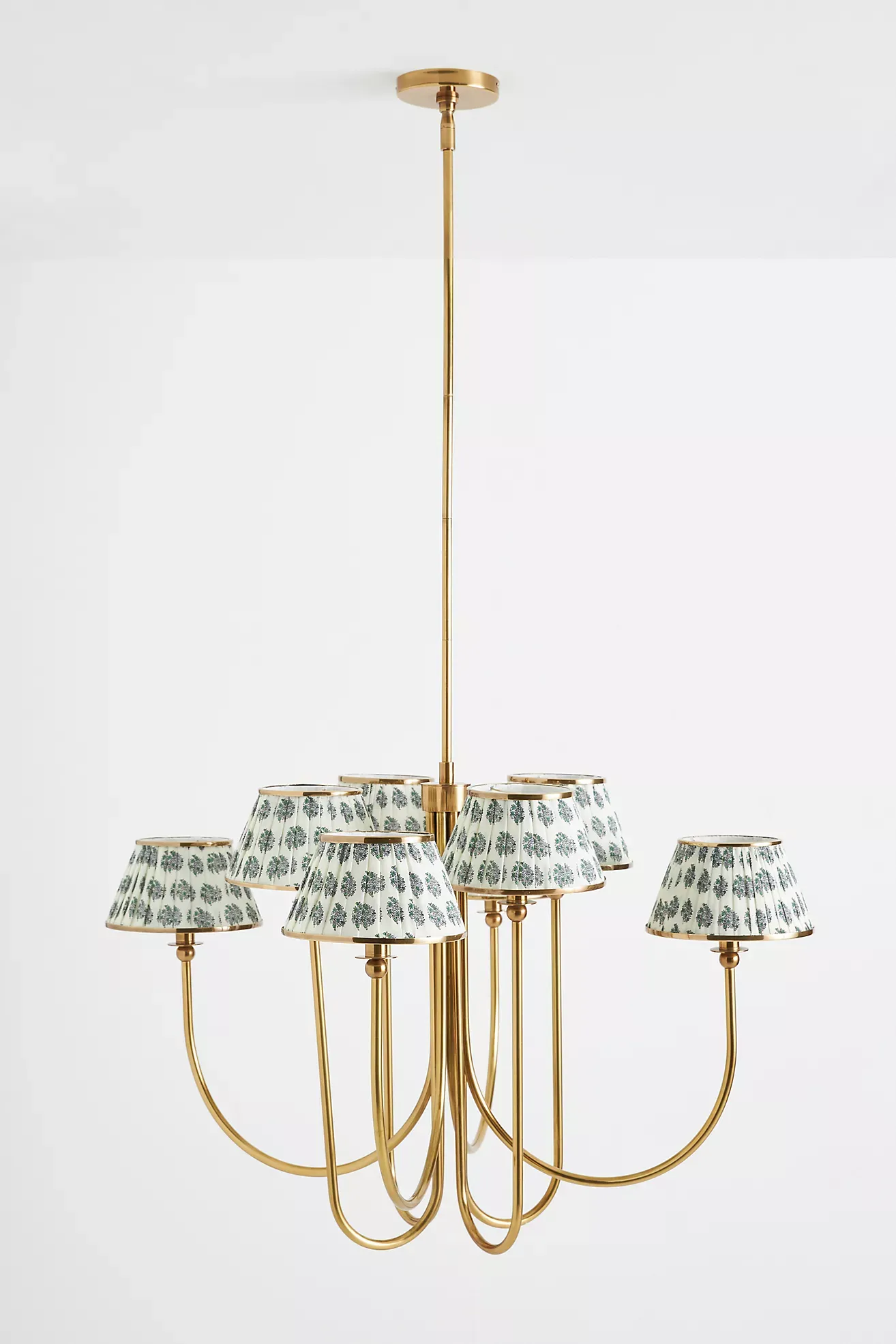 Lee Ruched Printed Shade Brass Chandelier