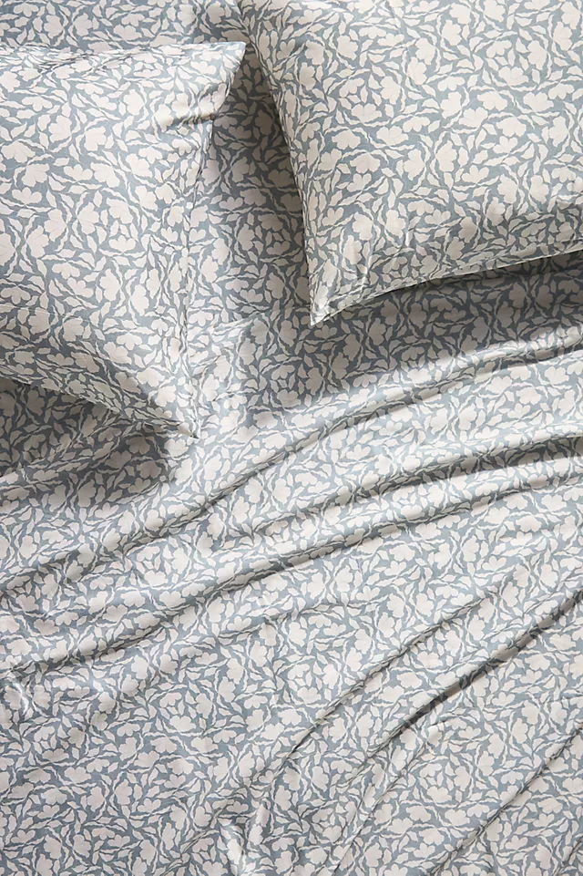 McKenzie Parrott Organic Cotton Sateen Floral Printed Sheet Set