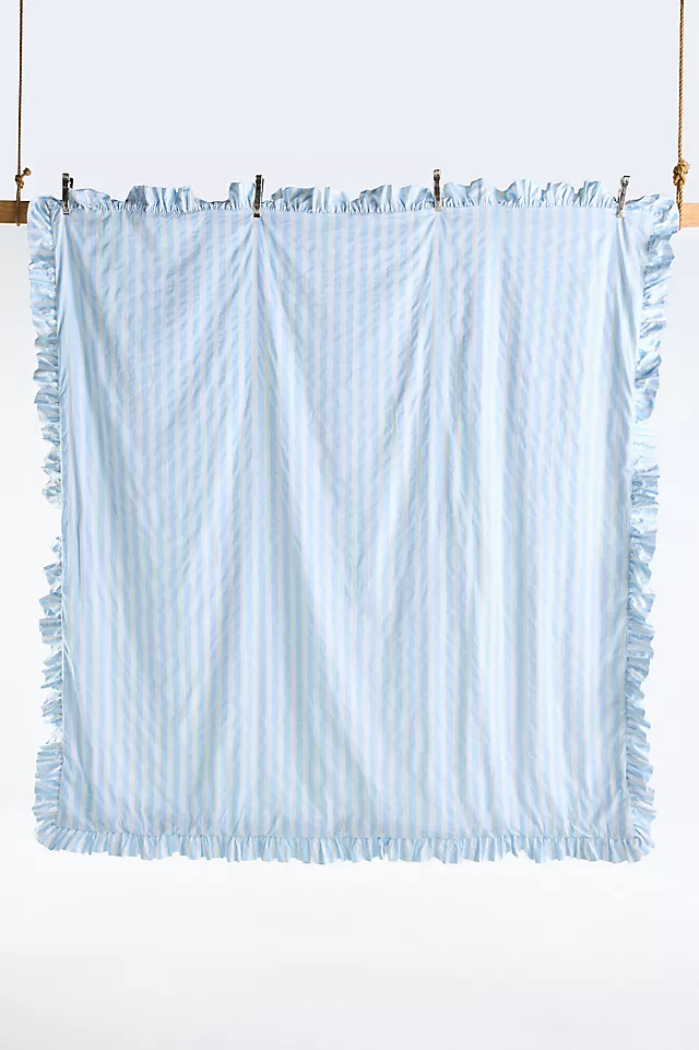 Maeve Cotton Striped Ruffle Printed Duvet Cover