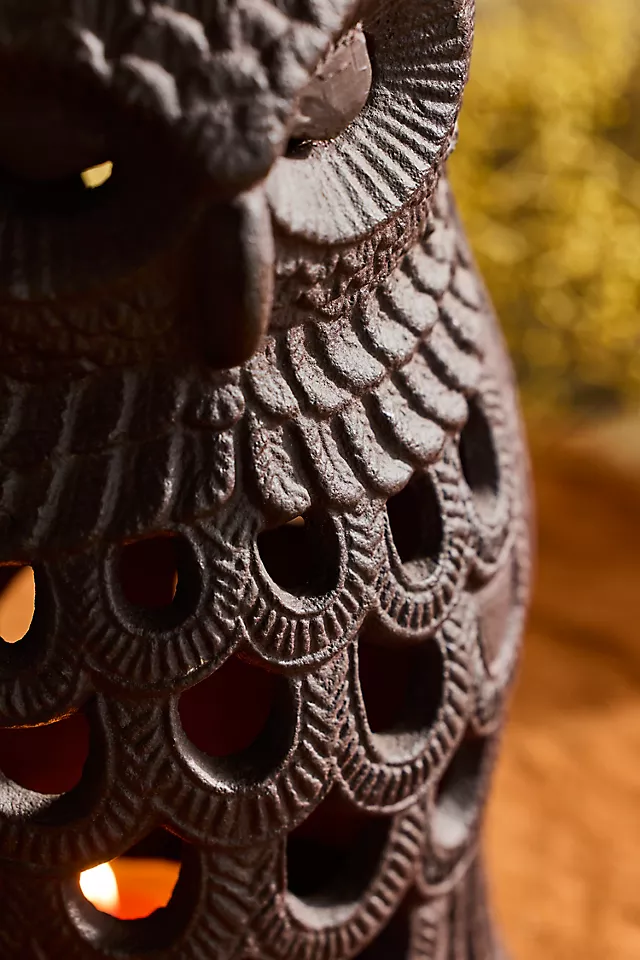 Cast Iron Owl Lantern