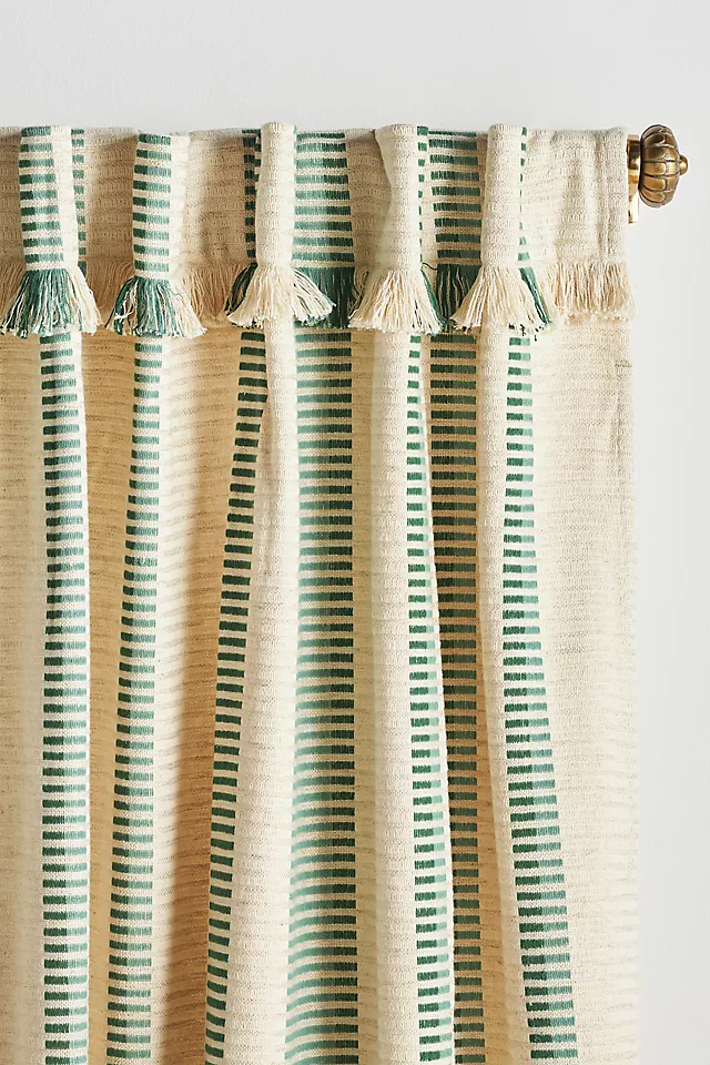 Pieced Stripe Cotton Blend Woven Curtain