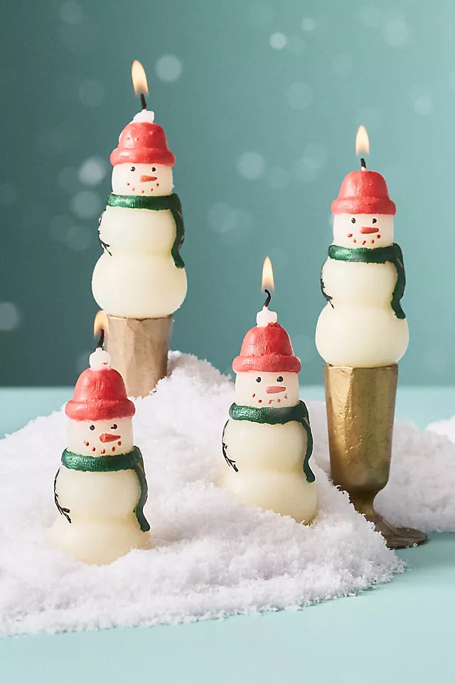 Snowman Shaped Taper Candles, Set of 4