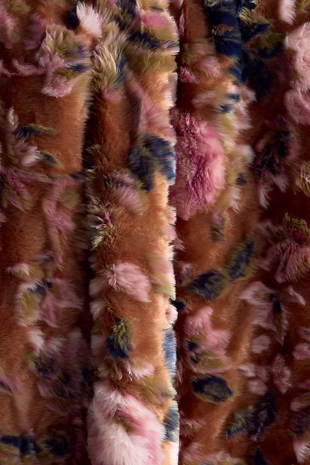 Seren Floral Jacquard Faux Fur Throw Blanket
