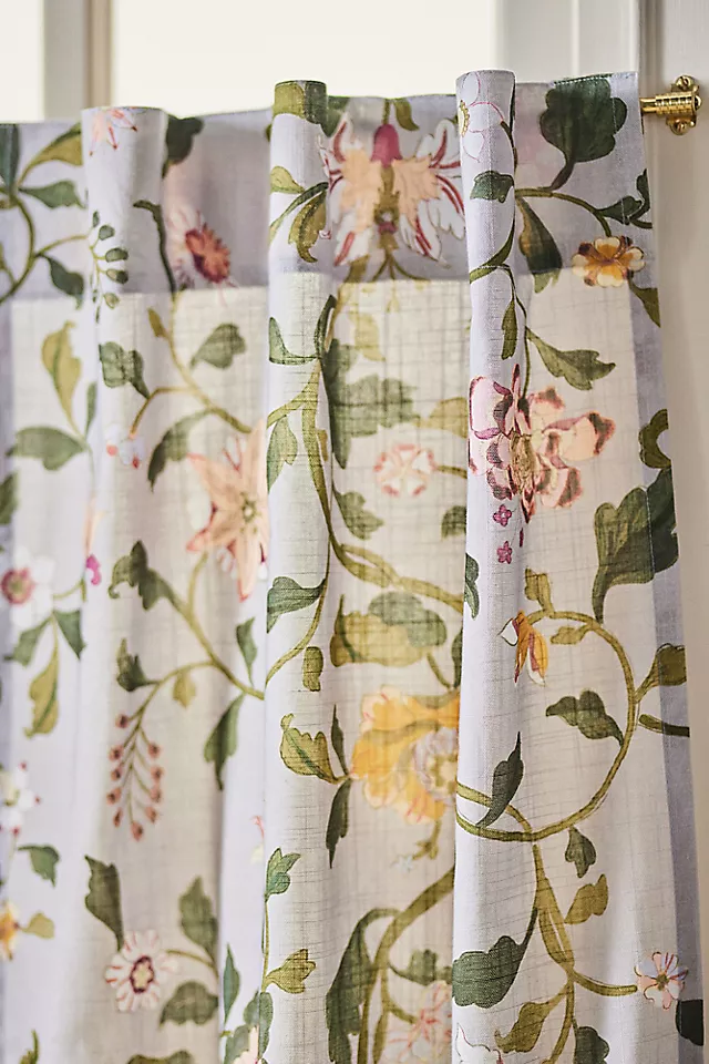 Hattie Organic Cotton Floral Printed Café Curtains, Set of 2