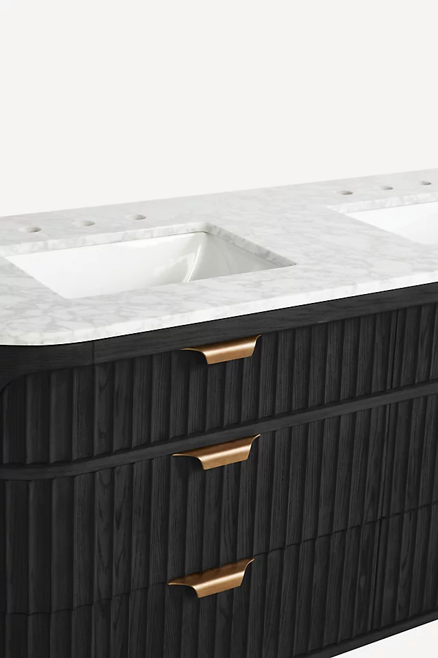 The Isla Marble-Top Fluted-Wood Double-Bathroom Vanity
