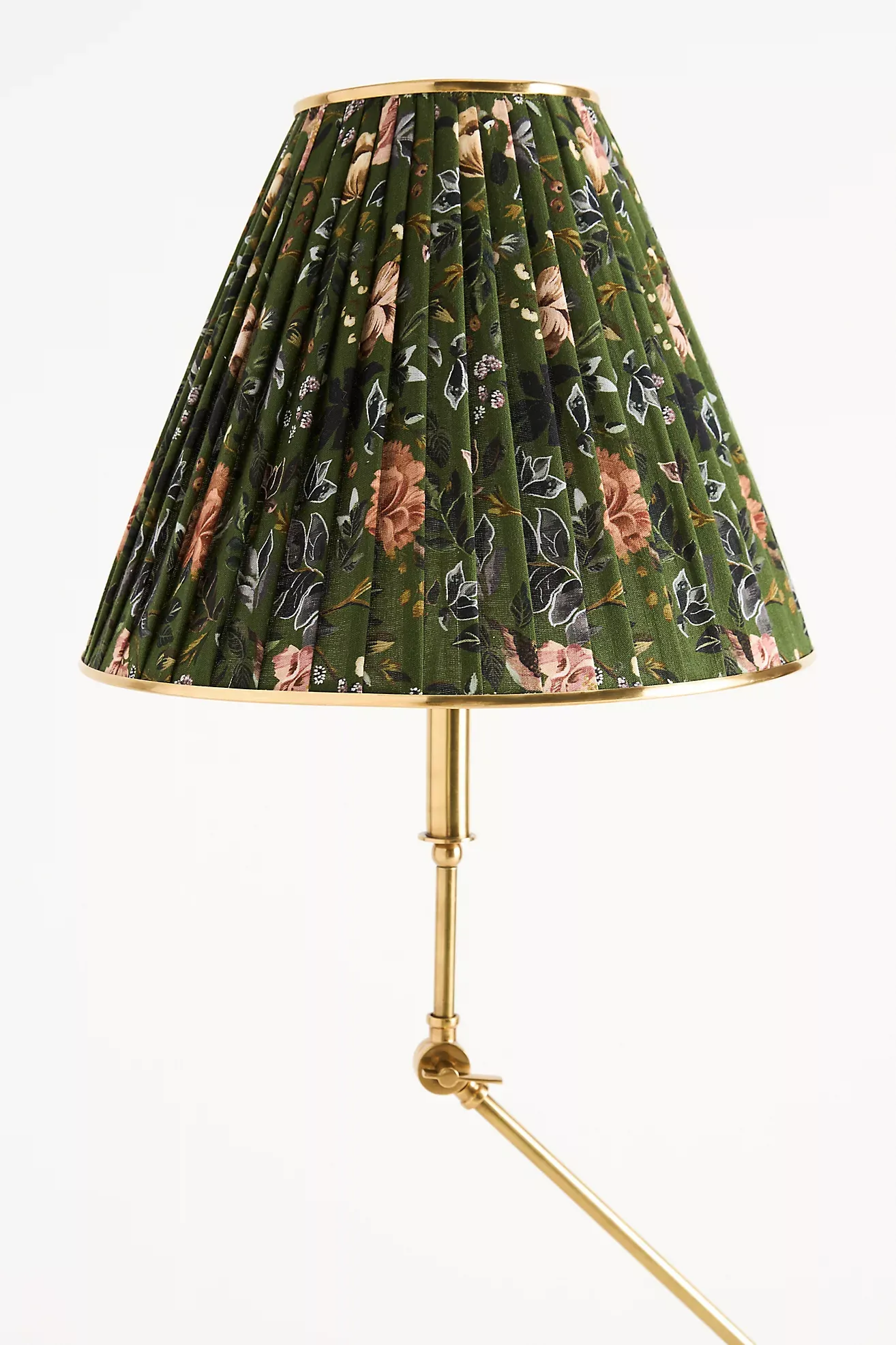 Lee Ruched Articulating Printed Shade Brass Floor Lamp